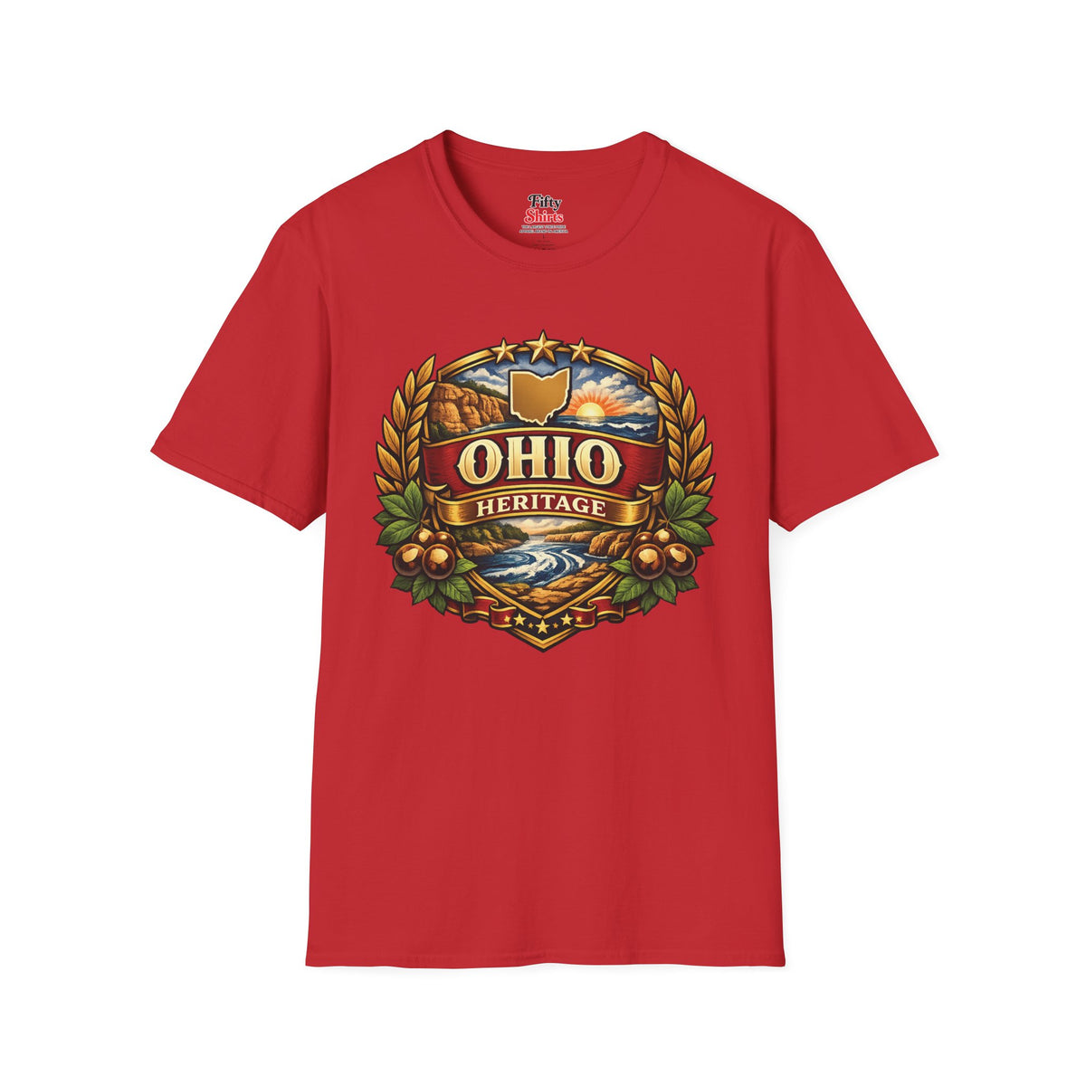 Ohio Heritage Badge Unisex Softstyle T Shirt State Pride Graphic Tee Collections FS03