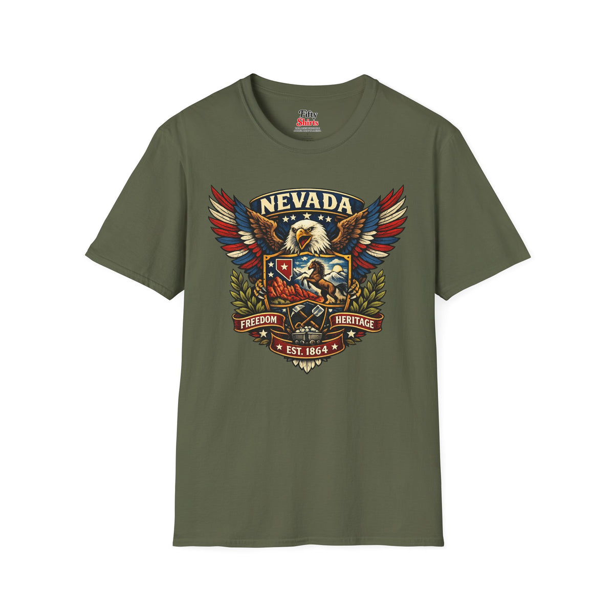 Nevada Americana Eagle Unisex Softstyle T Shirt State Pride Graphic Tee Collections FS03