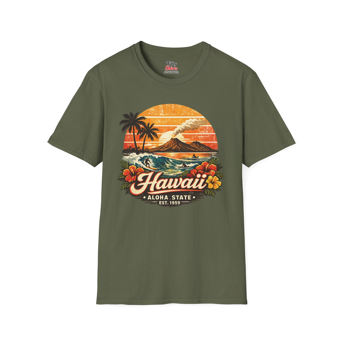 Hawaii Tropical Sunset Unisex Softstyle T Shirt State Pride Graphic Tee Collections FS03