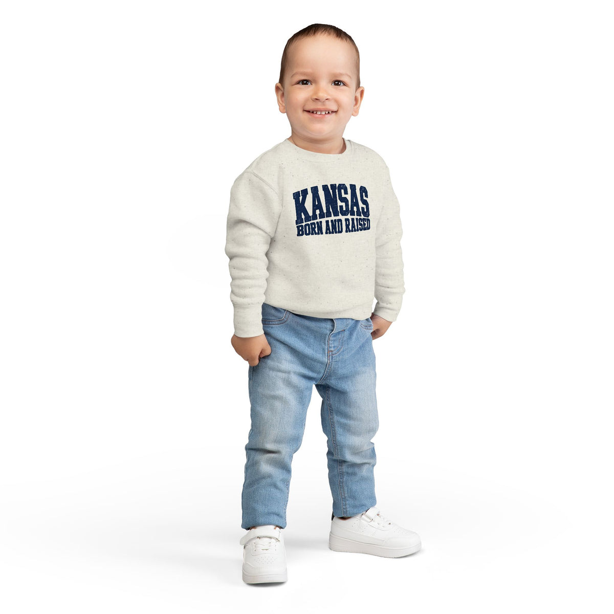 Kansas Born and Raised Bold Athletic Unisex Toddler Sweatshirt