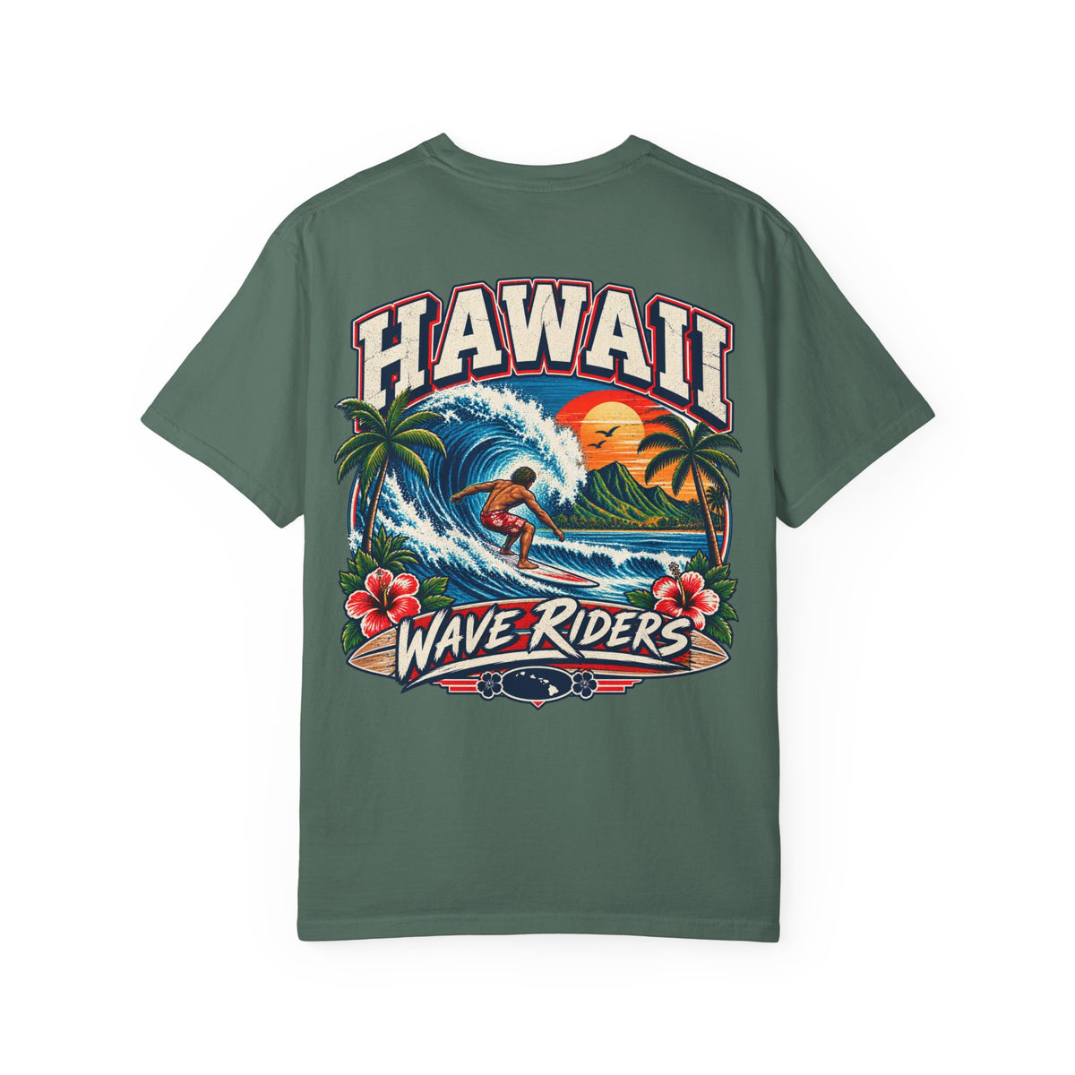 Hawaii Wave Riders Unisex Comfort Color 1717 Streetwear Graphic Tee
