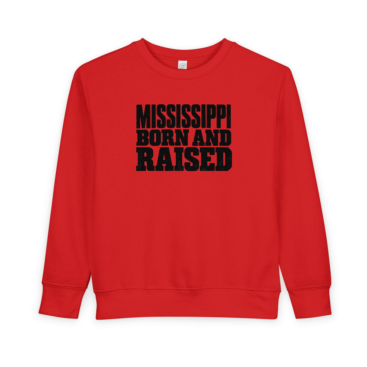 Mississippi Born and Raised Bold Workwear Style Unisex Toddler Sweatshirt