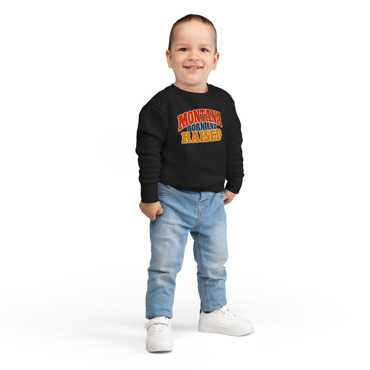 Montana Born and Raised Retro 1970s Unisex Toddler Sweatshirt Graphic