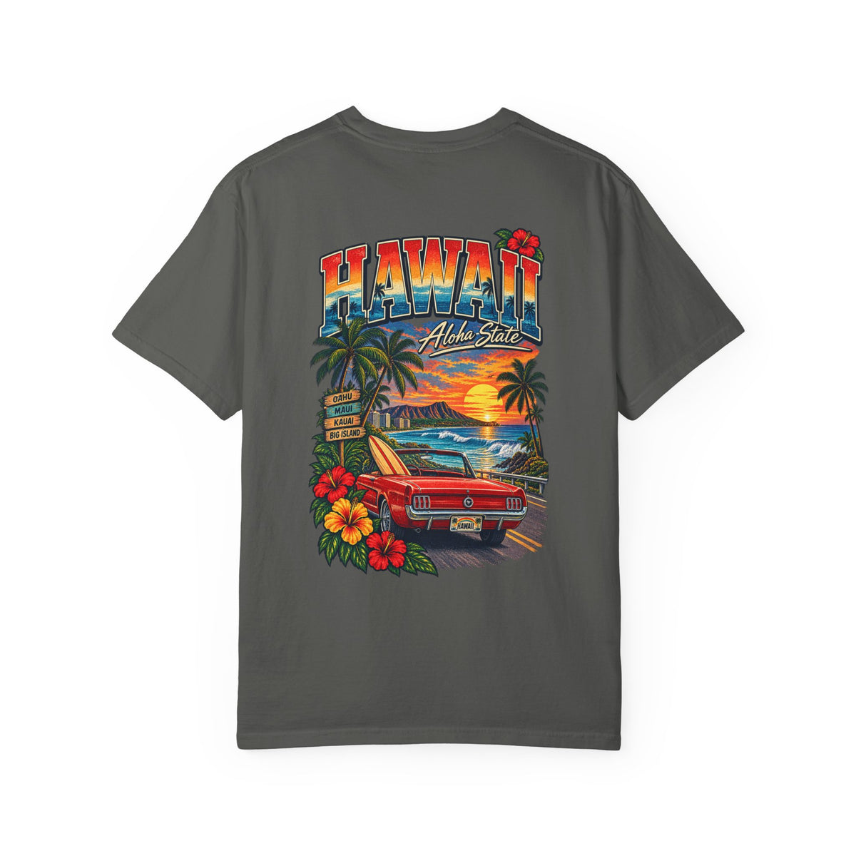 Hawaii Sunset Drive Unisex Comfort Color 1717 Streetwear Graphic Tee