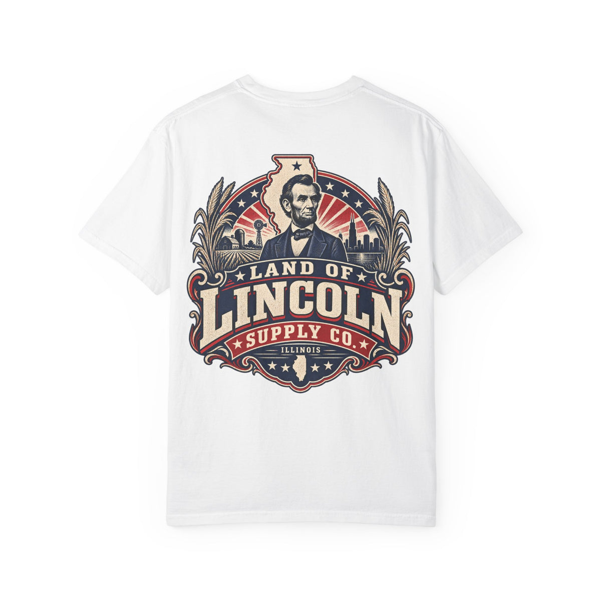 Illinois Land of Lincoln Suppy Co. Unisex Comfort Color 1717 Streetwear Graphic Tee
