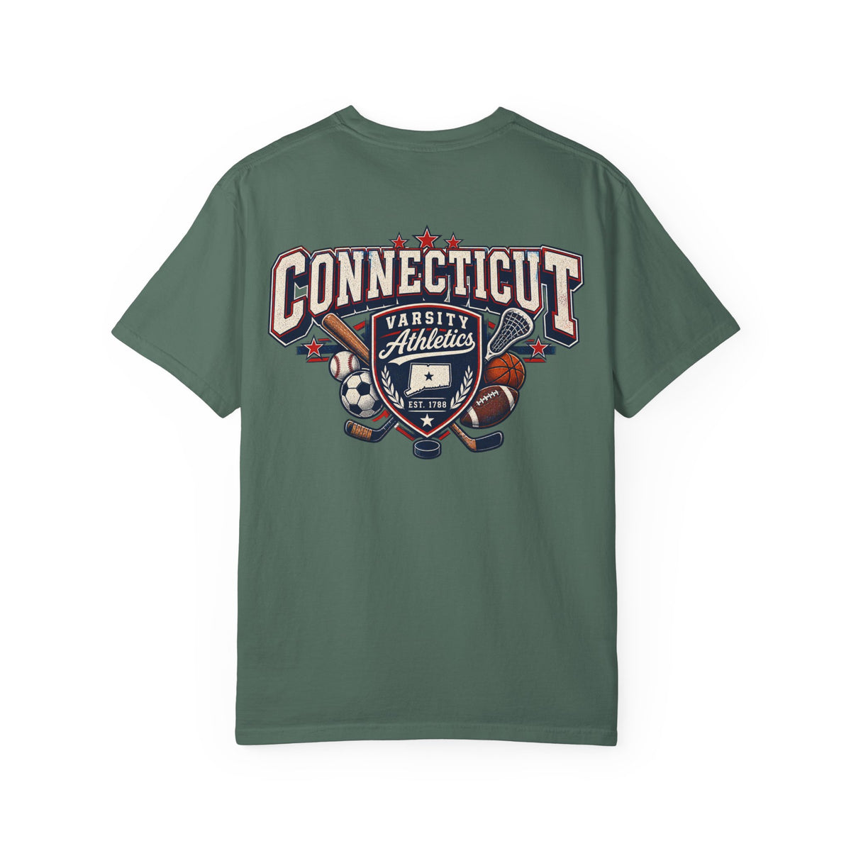 Connecticut Varsity Athletics Unisex Comfort Color 1717 Streetwear Graphic Tee