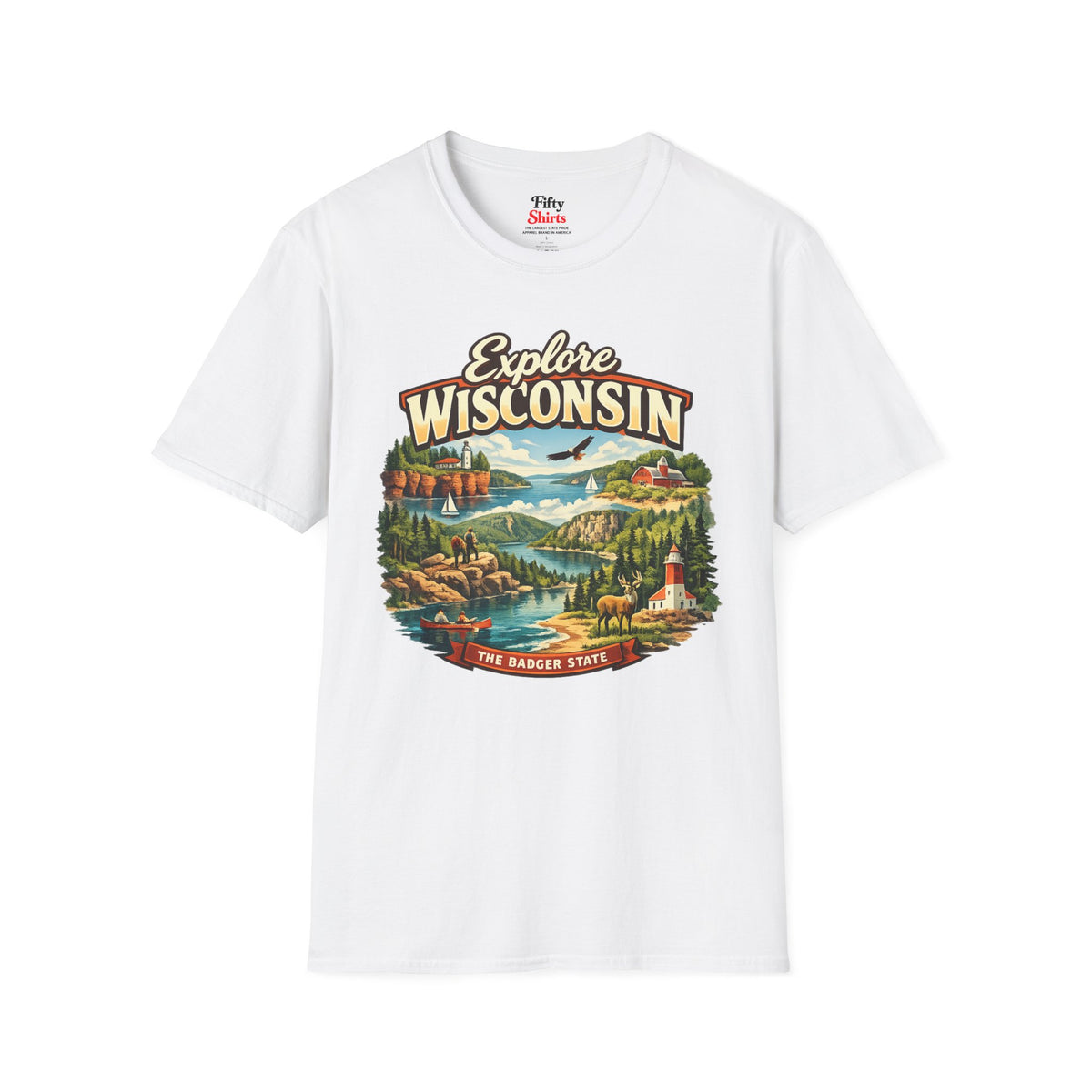 Explore Wisconsin Unisex Softstyle T Shirt State Pride Graphic Tee Collections FS03