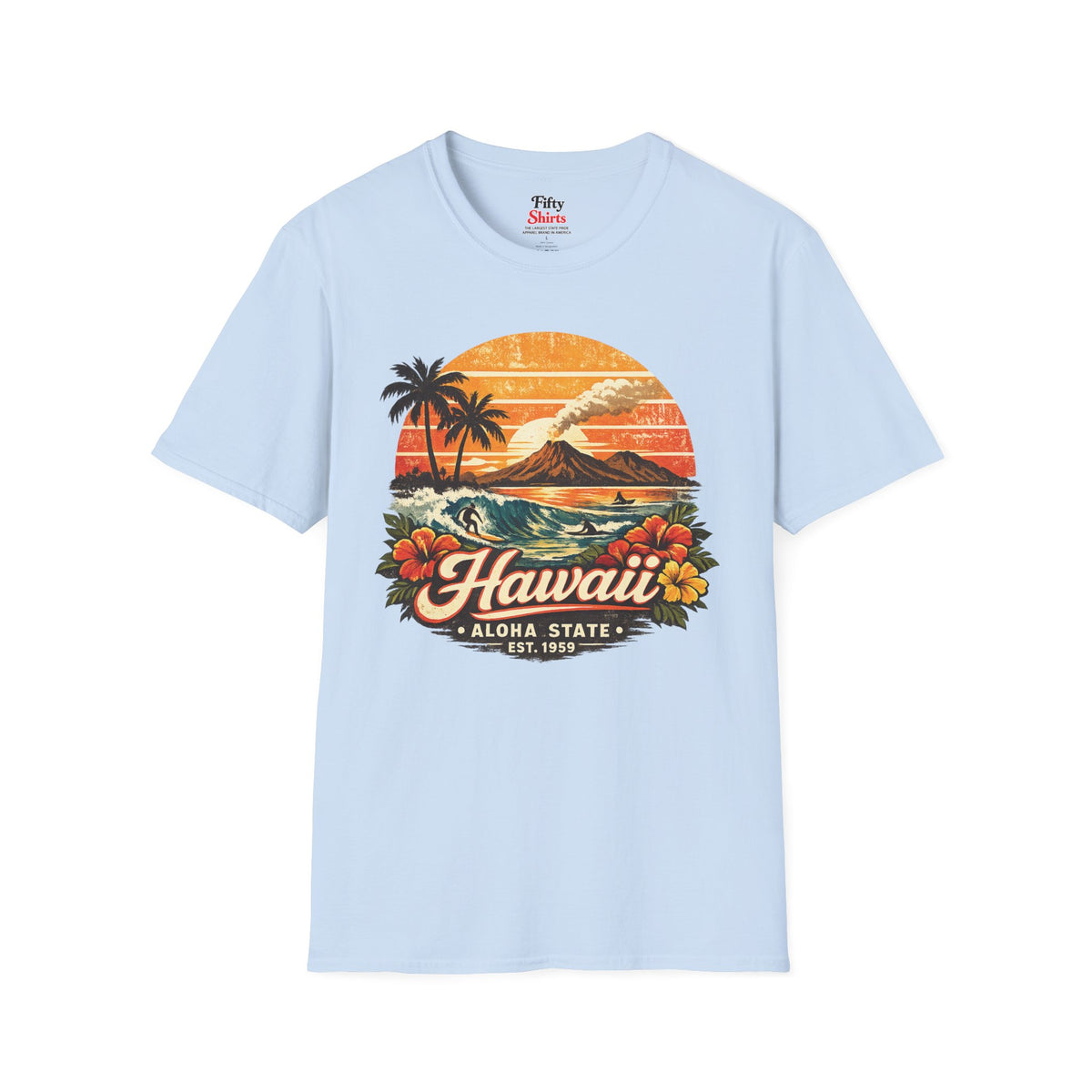 Hawaii Tropical Sunset Unisex Softstyle T Shirt State Pride Graphic Tee Collections FS03