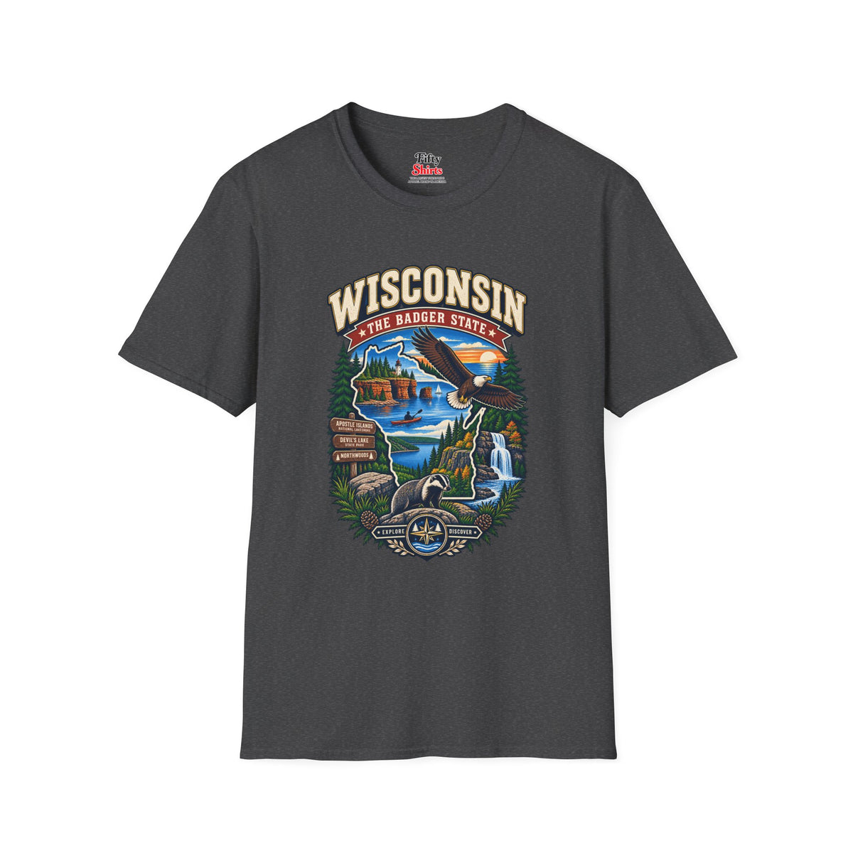 Wisconsin Badger State Adventure Unisex Softstyle T Shirt State Pride Graphic Tee Collections FS03
