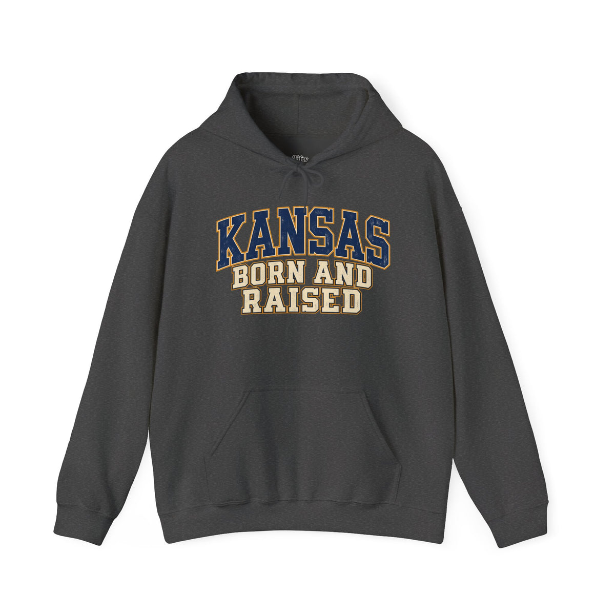 Kansas Born and Raised Unisex Hoodie State Name Graphic