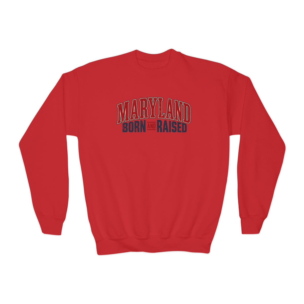 Maryland Born and Raised Timeless Heritage Unisex Youth Crewneck Sweatshirt Graphic