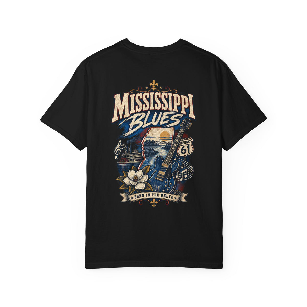Mississippi Blues Unisex Comfort Color 1717 Streetwear Graphic Tee