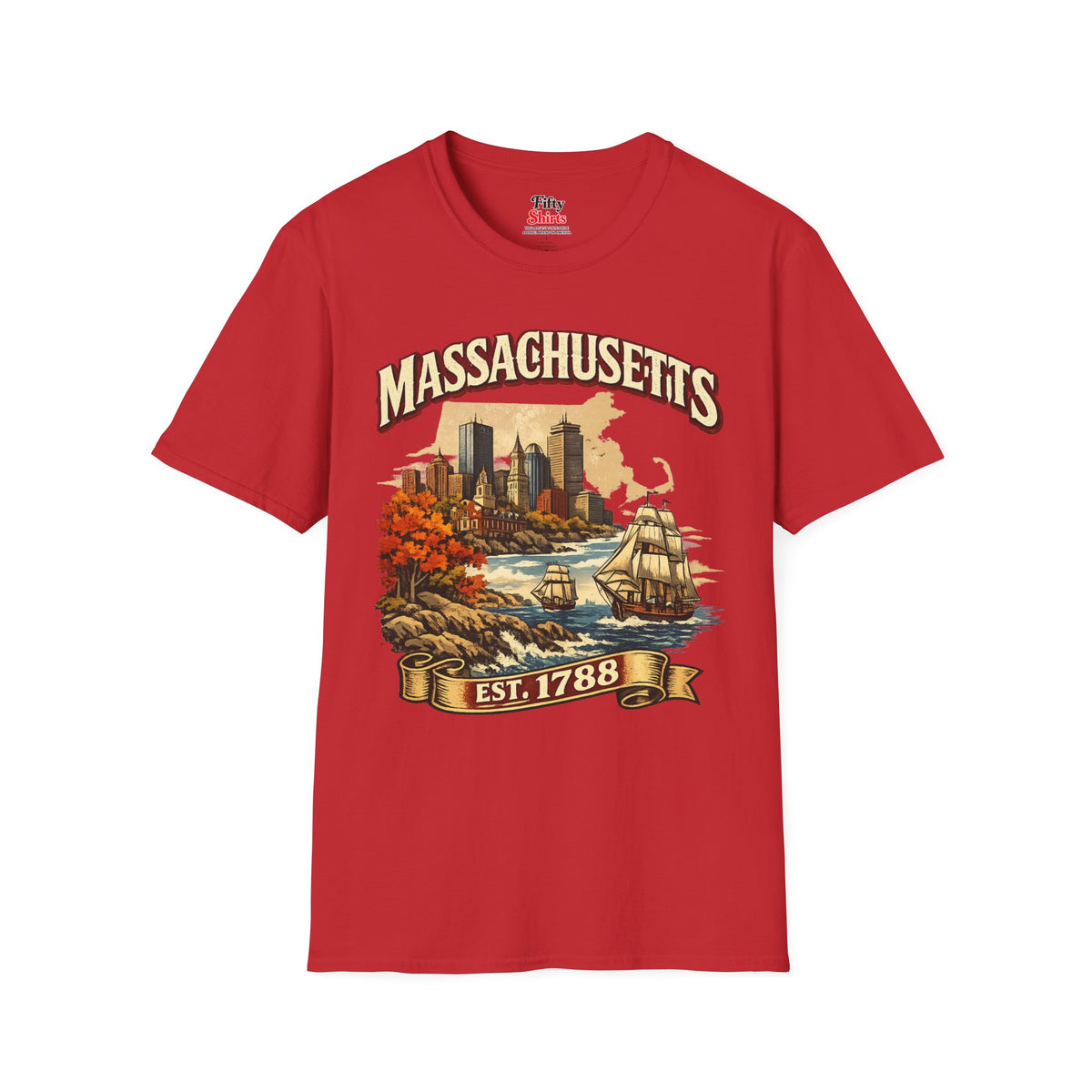 Vintage Massachusetts Heritage Unisex Softstyle T Shirt State Pride Graphic Tee Collections FS03