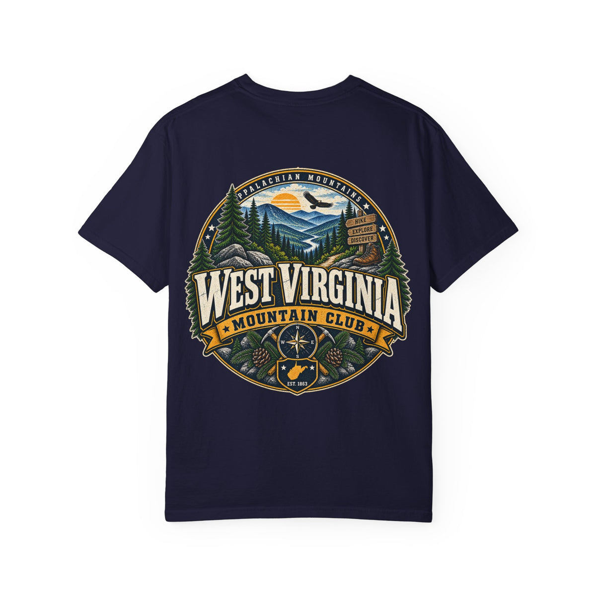 West Virginia Mountain Club Unisex Comfort Color 1717 Streetwear Graphic Tee