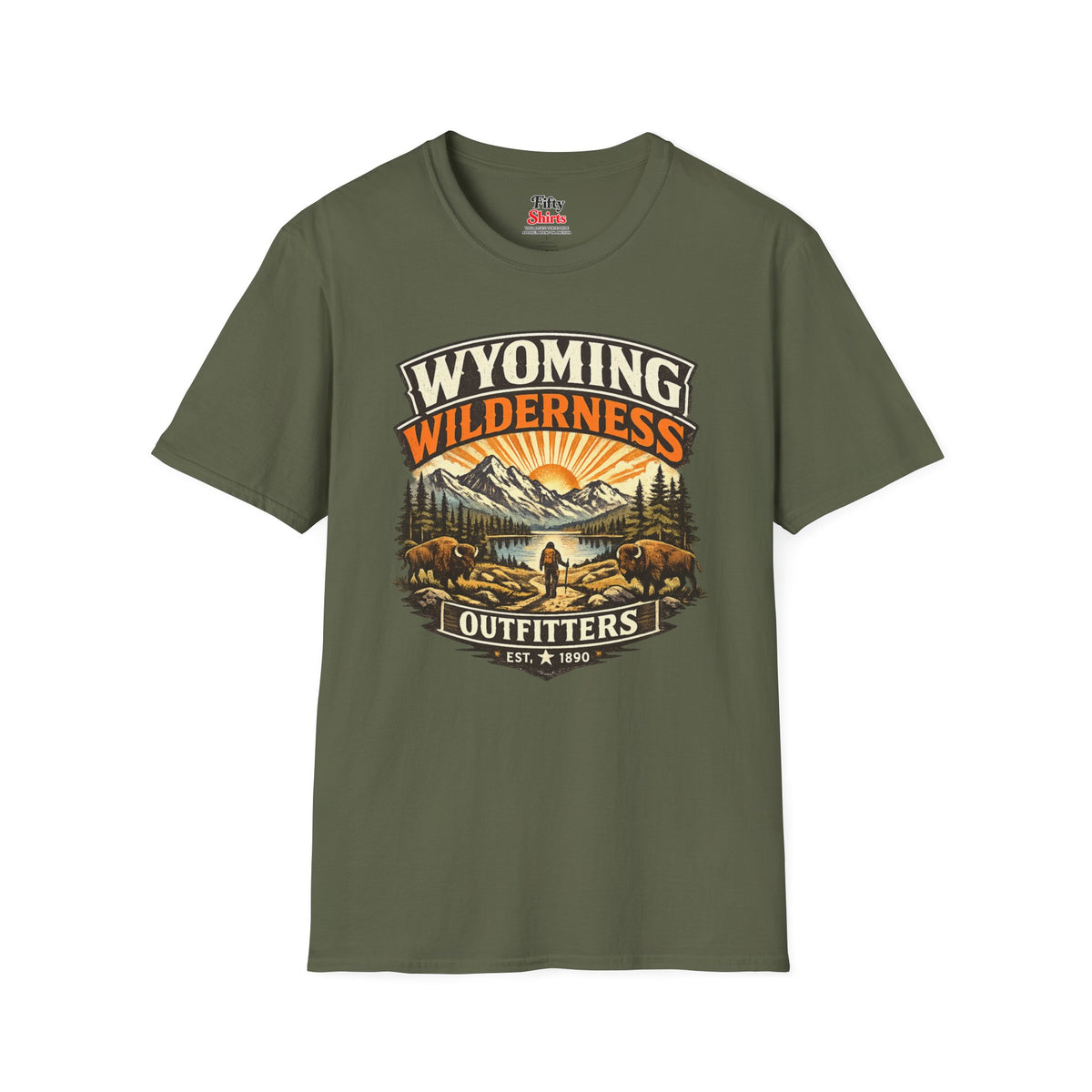 Wyoming Wilderness Outfitters Unisex Softstyle T Shirt State Pride Graphic Tee Collections FS03