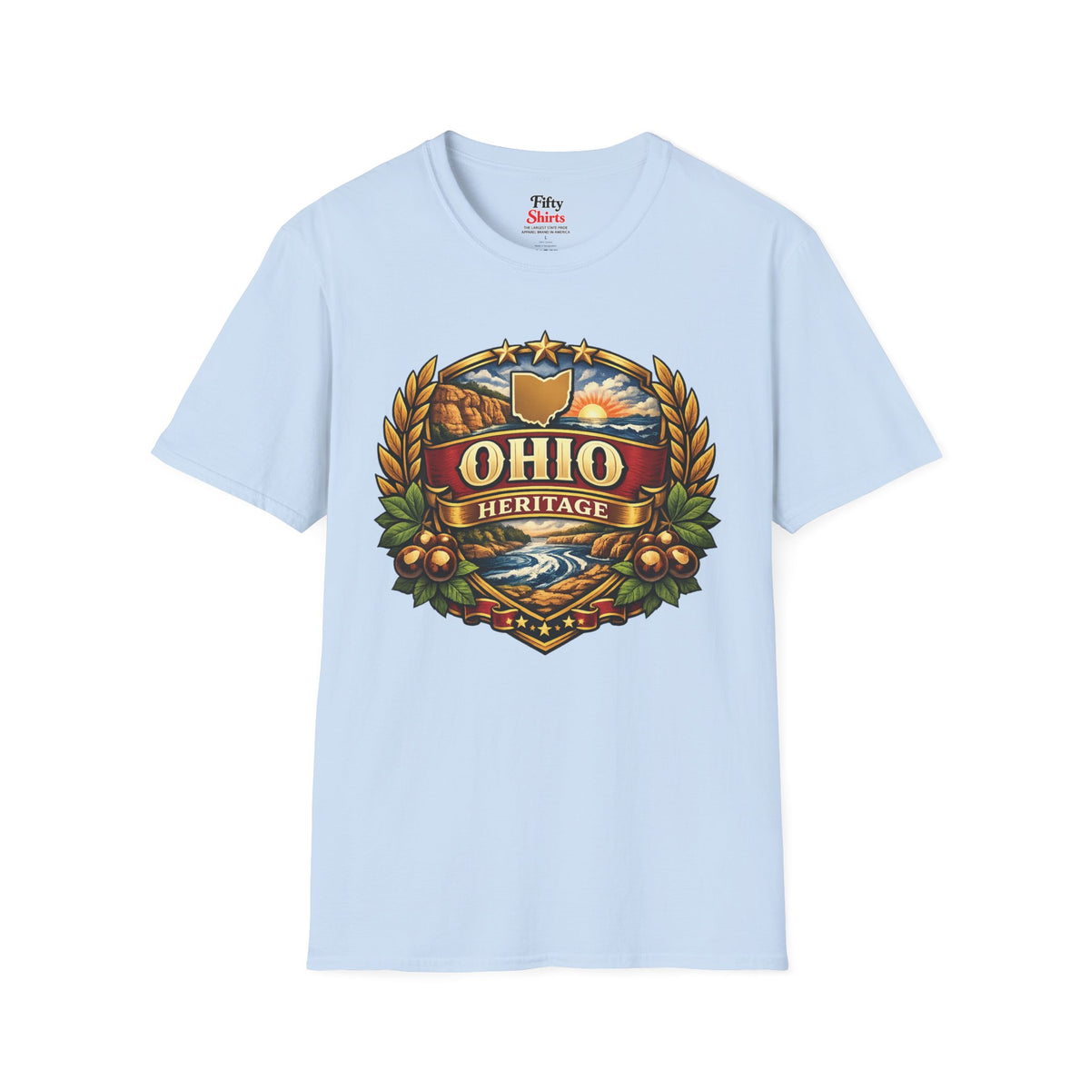 Ohio Heritage Badge Unisex Softstyle T Shirt State Pride Graphic Tee Collections FS03