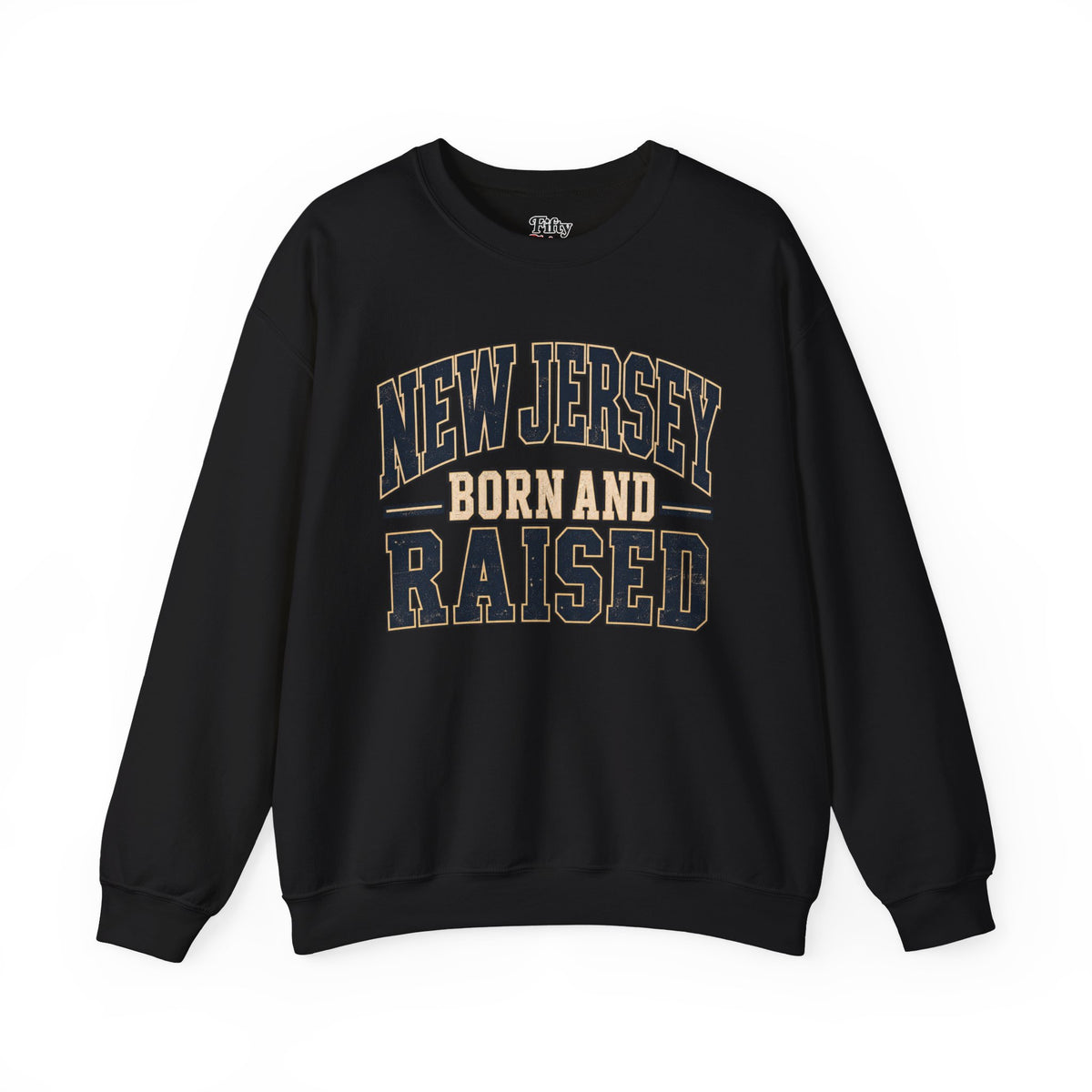 New Jersey Born and Raised Unisex Crewneck Sweatshirt State Name Graphic