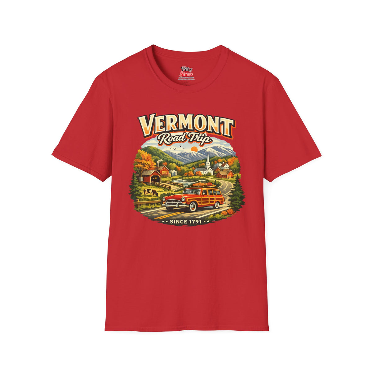 Vermont Road Trip Unisex Softstyle T Shirt State Pride Graphic Tee Collections FS03