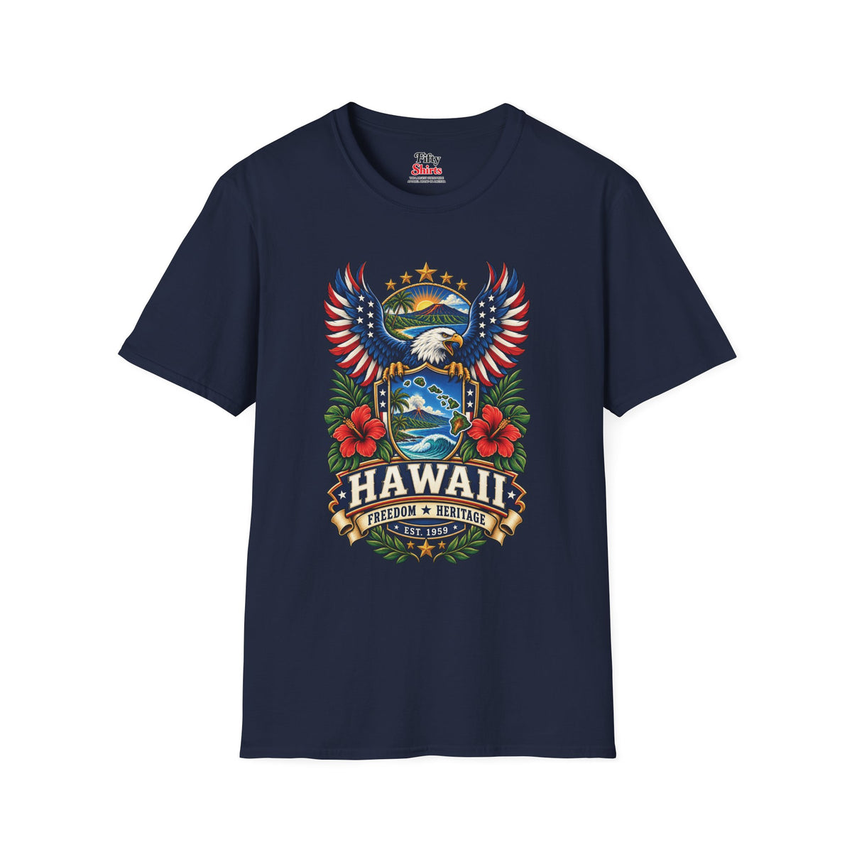 Hawaii Americana Eagle Unisex Softstyle T Shirt State Pride Graphic Tee Collections FS03