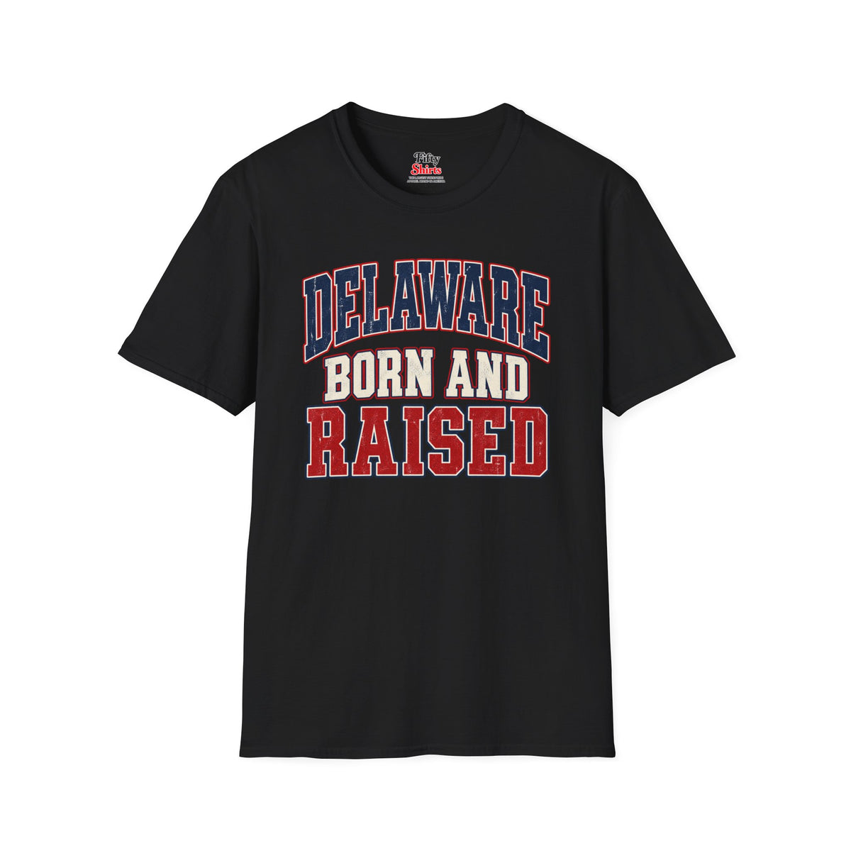 Delaware Born and Raised Unisex Softstyle T Shirt State Name Graphic Tee