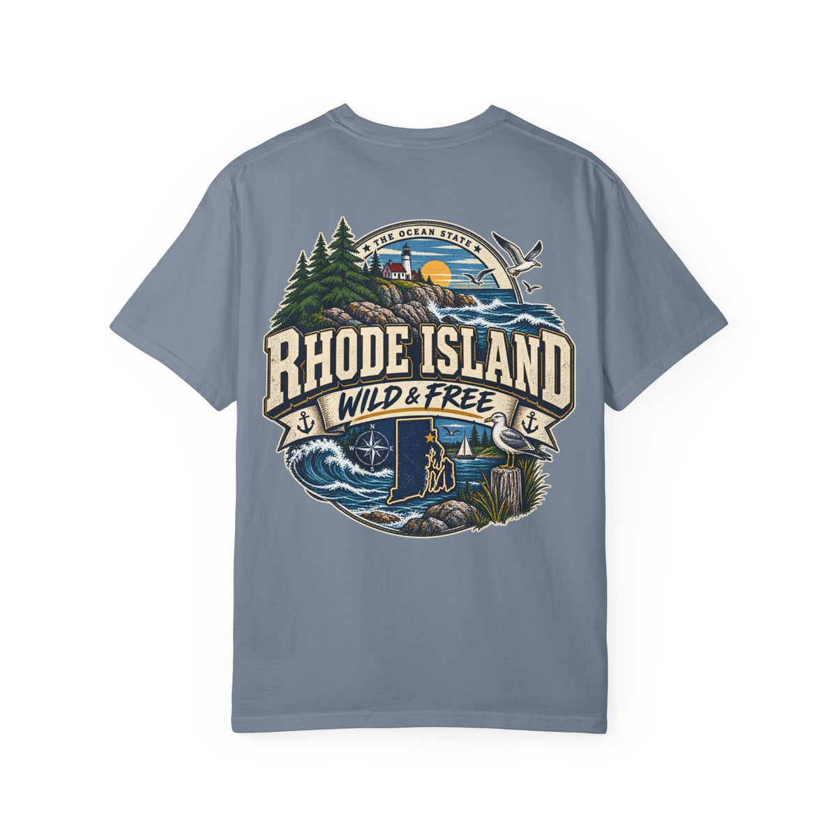 Rhode Island Wild & Free Unisex Comfort Color 1717 Streetwear Graphic Tee