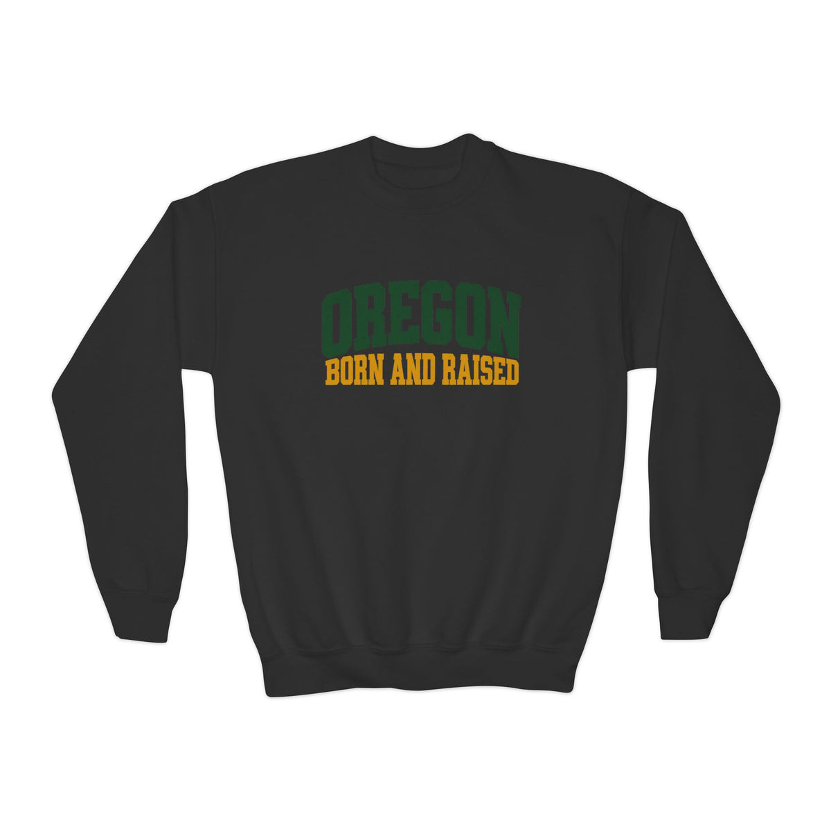 Oregon Born and Raised Vintage Collegiate Unisex Youth Crewneck Sweatshirt Graphic