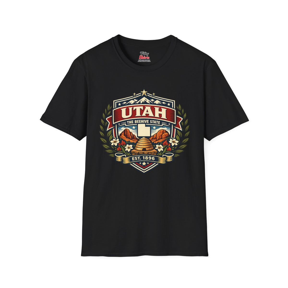 Utah Heritage Badge Unisex Softstyle T Shirt State Pride Graphic Tee Collections FS03