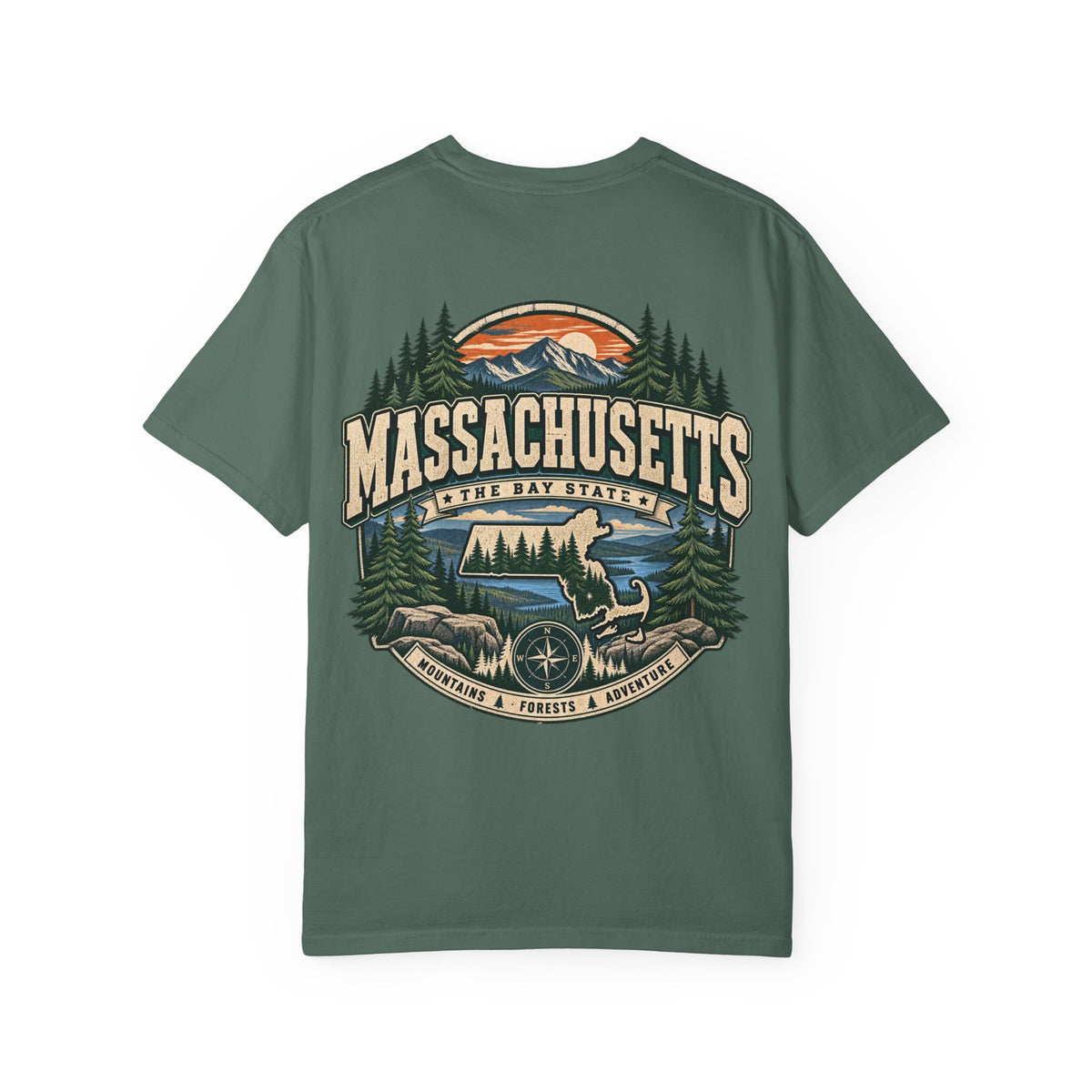 Massachusetts Mountain & Forest Unisex Comfort Color 1717 Streetwear Graphic Tee