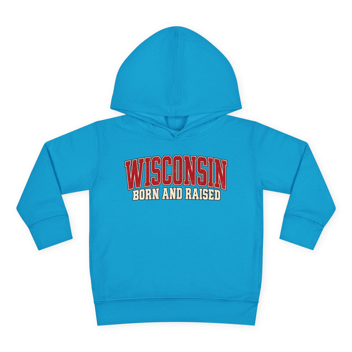Wisconsin Born and Raised Classic Collegiate Unisex Toddler Pullover Fleece Hoodie