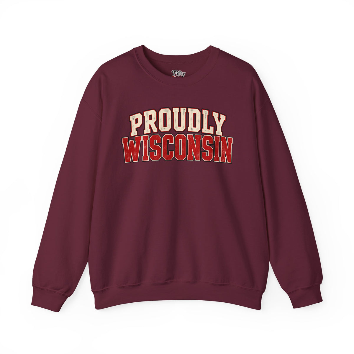 Proudly Wisconsin Unisex Crewneck Sweatshirt State Name Graphic
