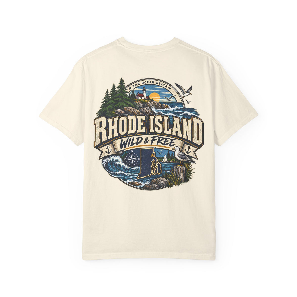 Rhode Island Wild & Free Unisex Comfort Color 1717 Streetwear Graphic Tee