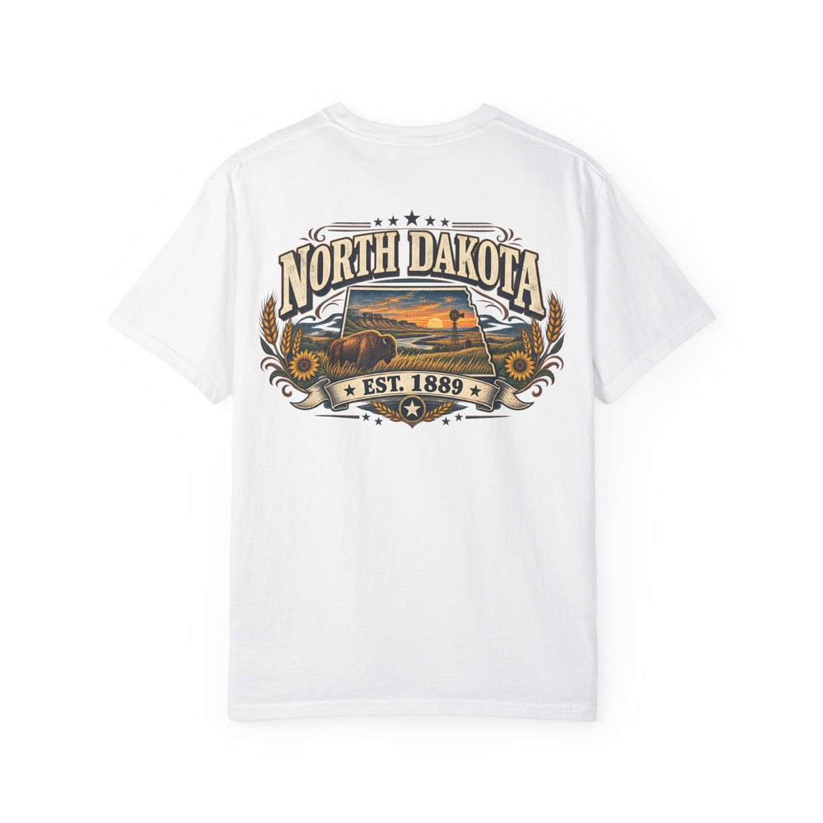 North Dakota Established 1889 Unisex Comfort Color 1717 Streetwear Graphic Tee