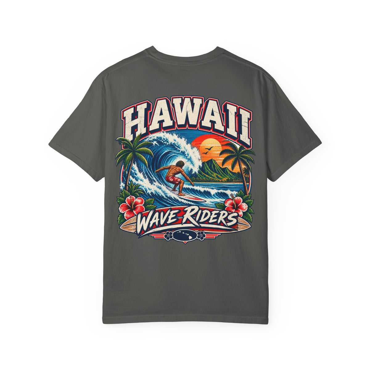 Hawaii Wave Riders Unisex Comfort Color 1717 Streetwear Graphic Tee