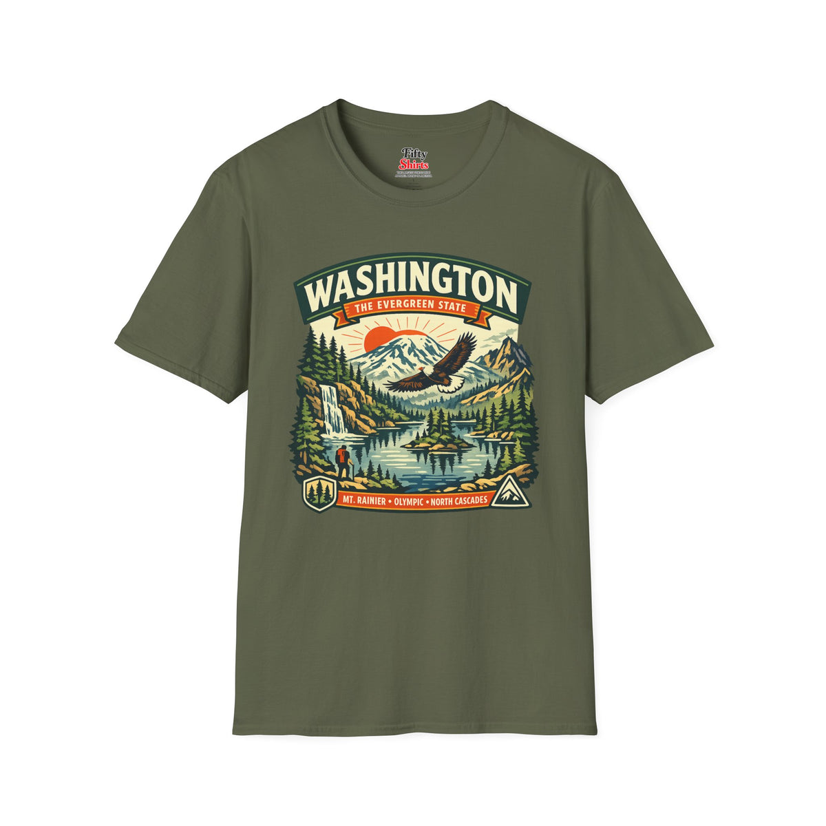 Washington Evergreen State Adventure Unisex Softstyle T Shirt State Pride Graphic Tee Collections FS03