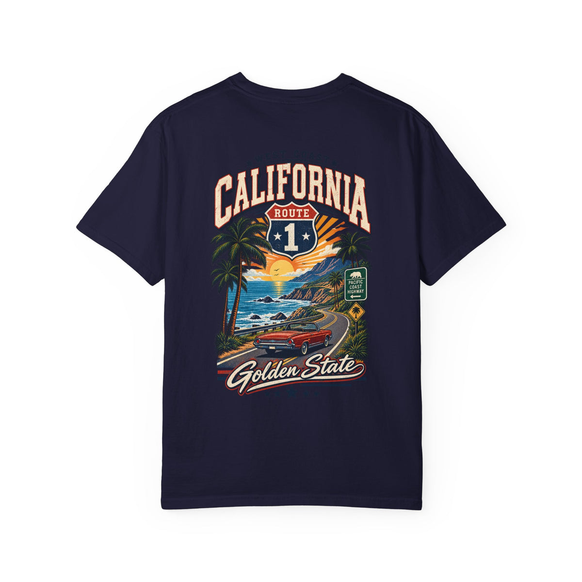 California West Coast Highway Unisex Comfort Color 1717 Streetwear Graphic Tee