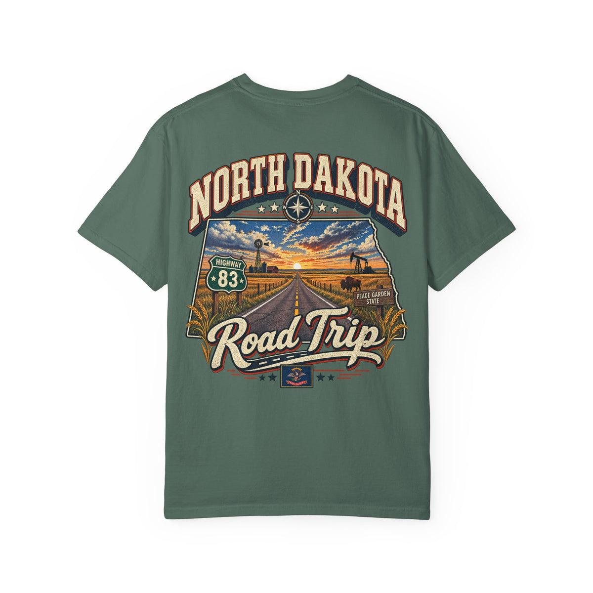 North Dakota Road Trip Unisex Comfort Color 1717 Streetwear Graphic Tee