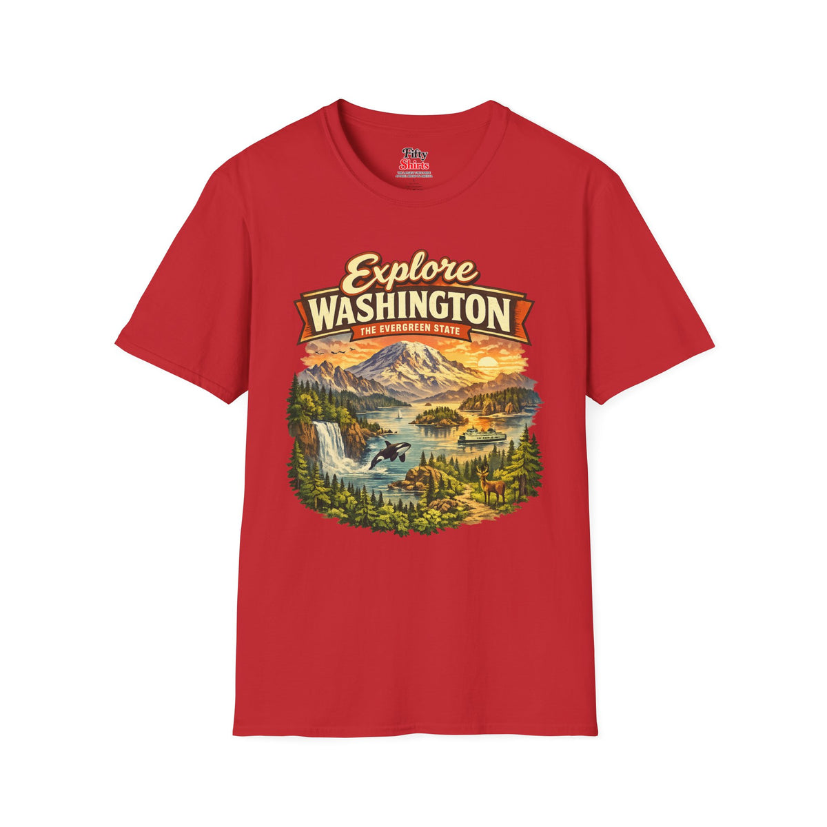 Explore Washington Unisex Softstyle T Shirt State Pride Graphic Tee Collections FS03