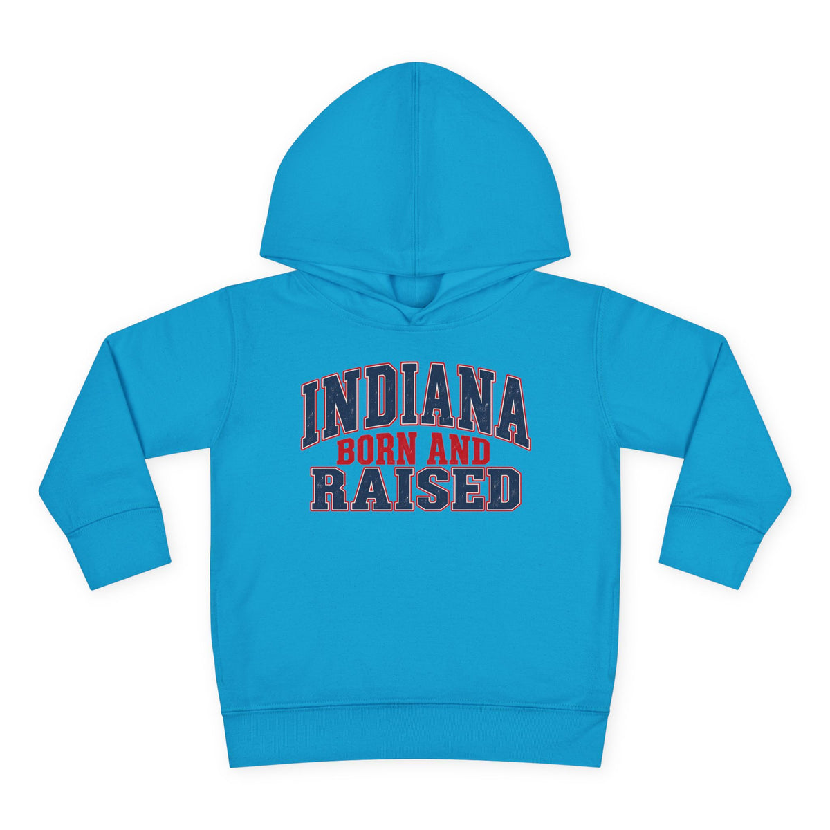 Indiana Born and Raised Bold Hometown Pride Unisex Toddler Pullover Fleece Hoodie