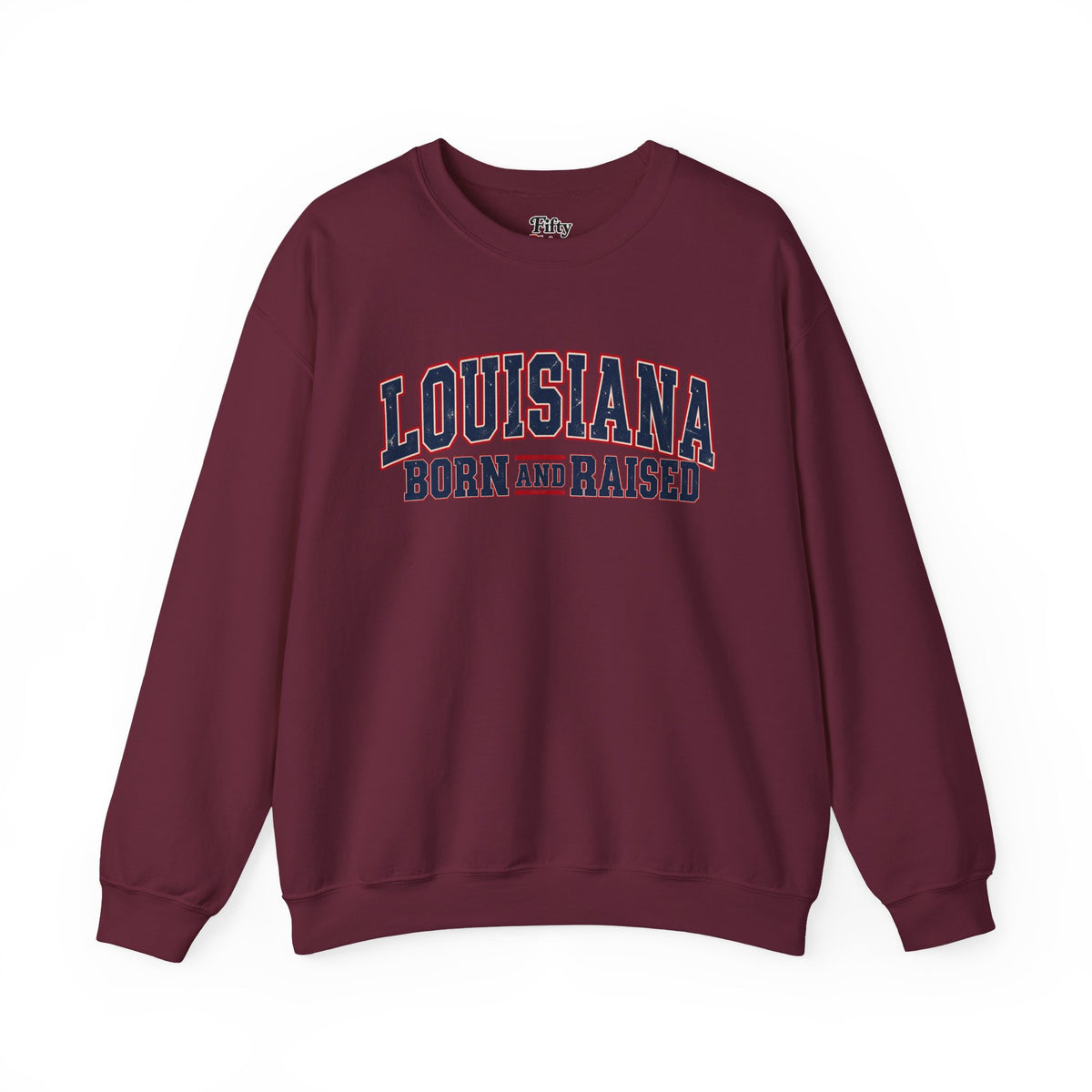 Louisiana Born and Raised Vintage Americana Unisex Sweatshirt Graphic