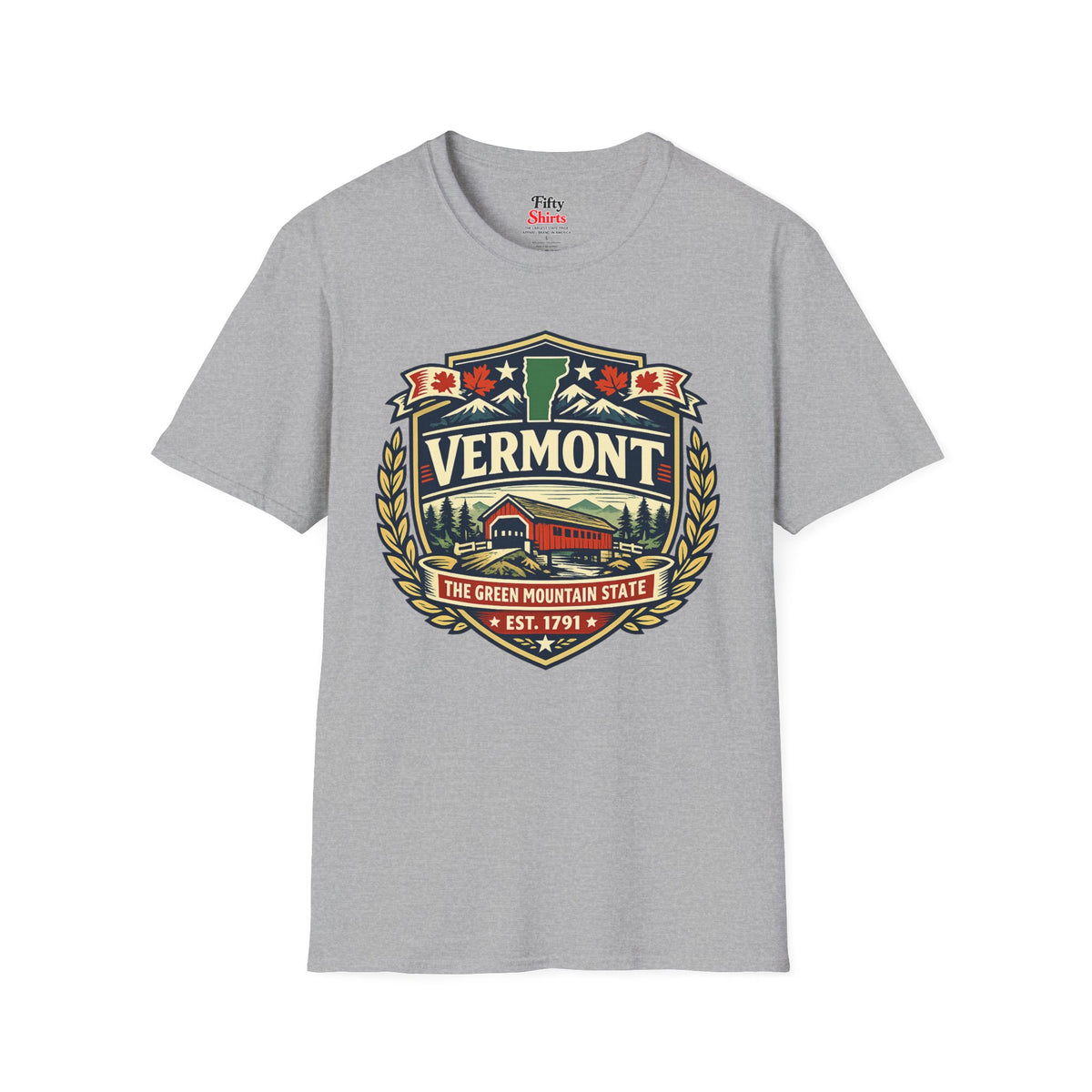 Vermont Heritage Badge Unisex Softstyle T Shirt State Pride Graphic Tee Collections FS03