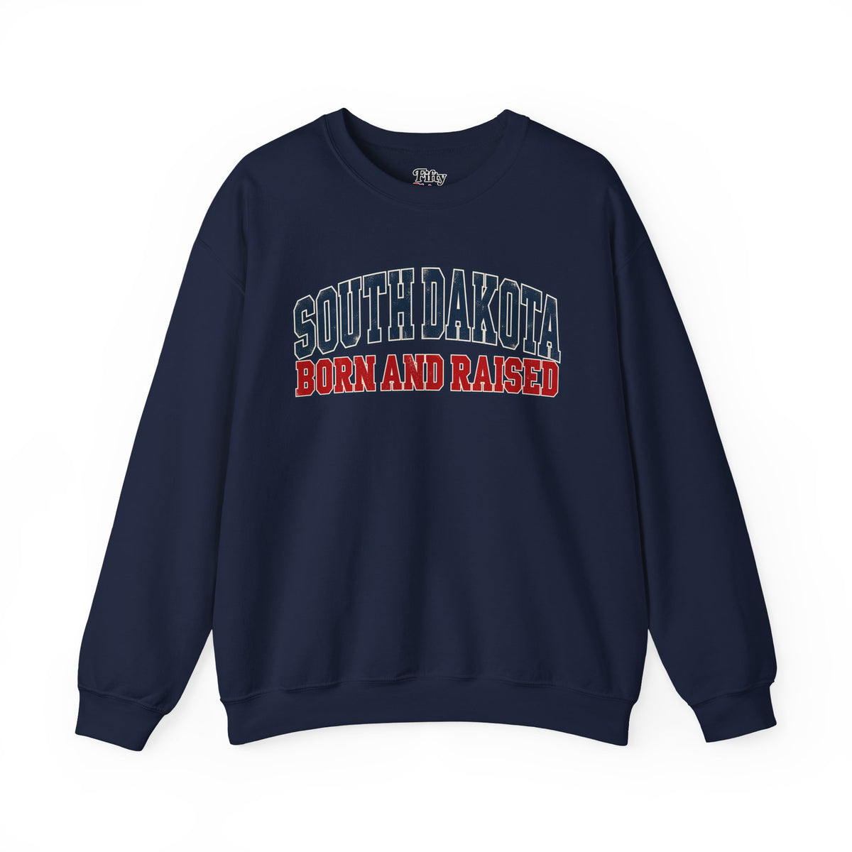 South Dakota Born and Raised Vintage Athletic Unisex Sweatshirt Graphic
