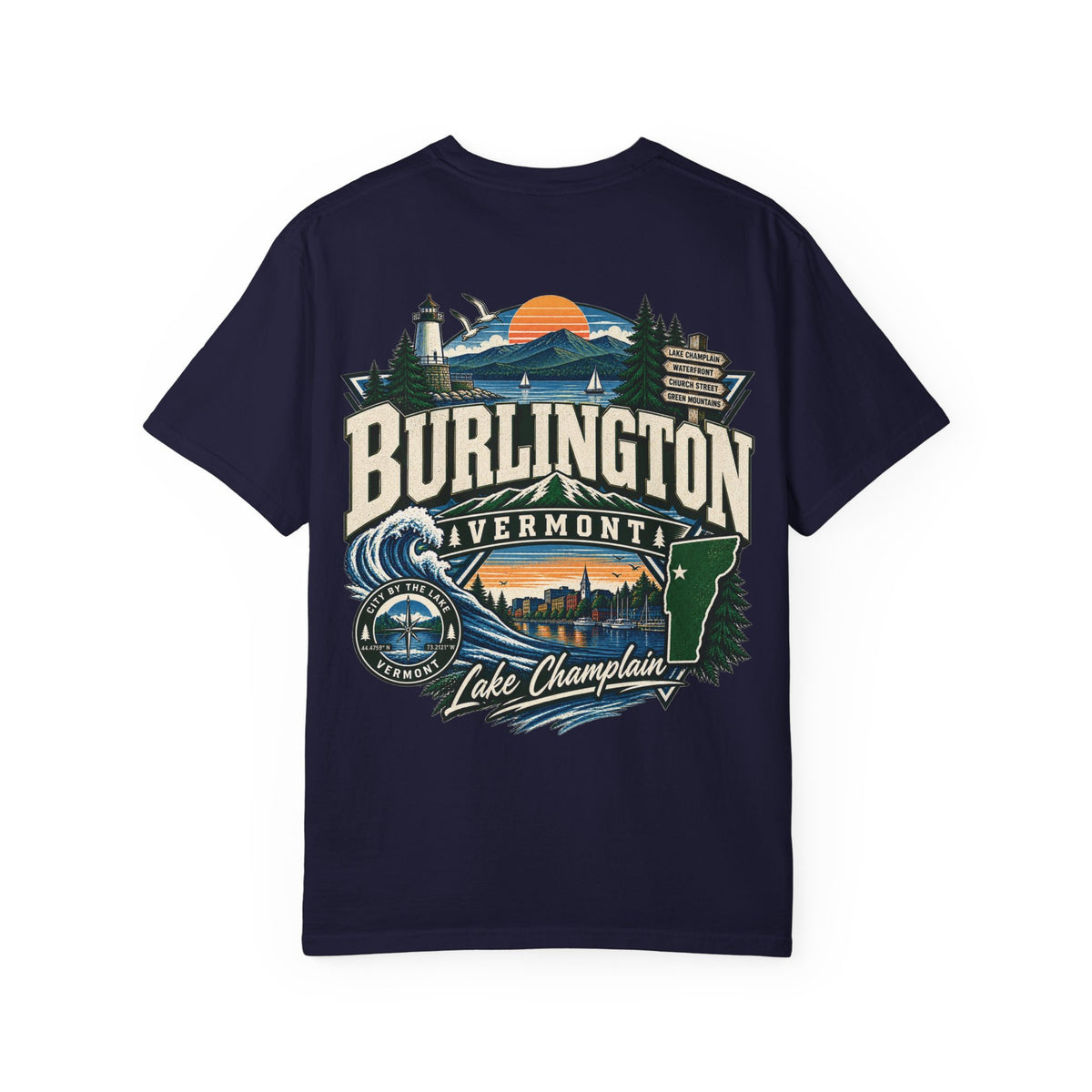 Burlington Vermont Unisex Comfort Color 1717 Streetwear Graphic Tee