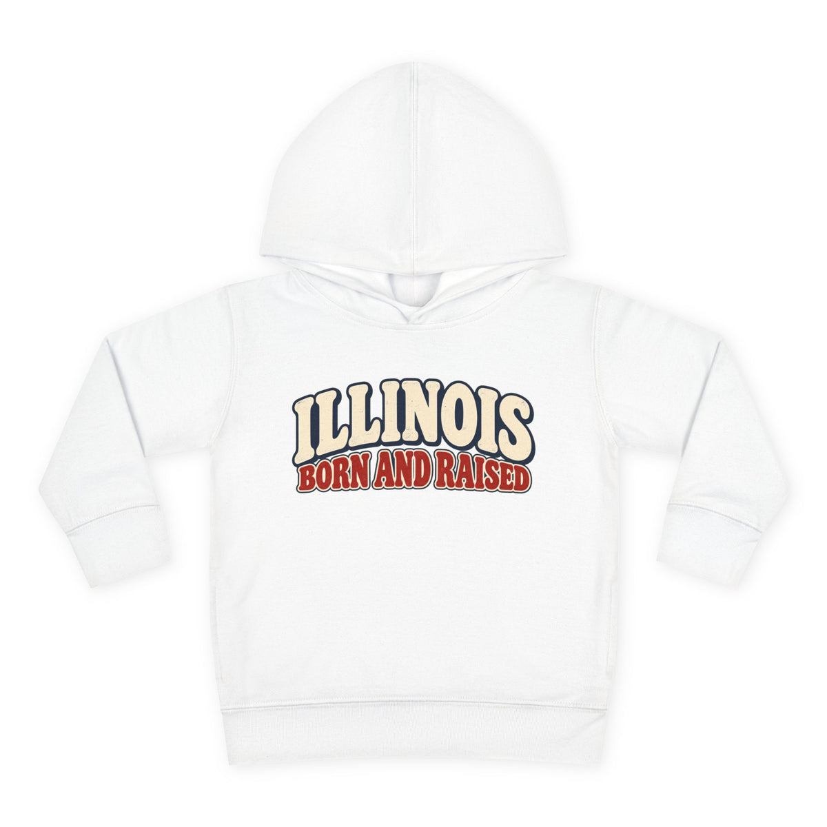 Illinois Born and Raised Retro 1970s Unisex Toddler Pullover Fleece Hoodie