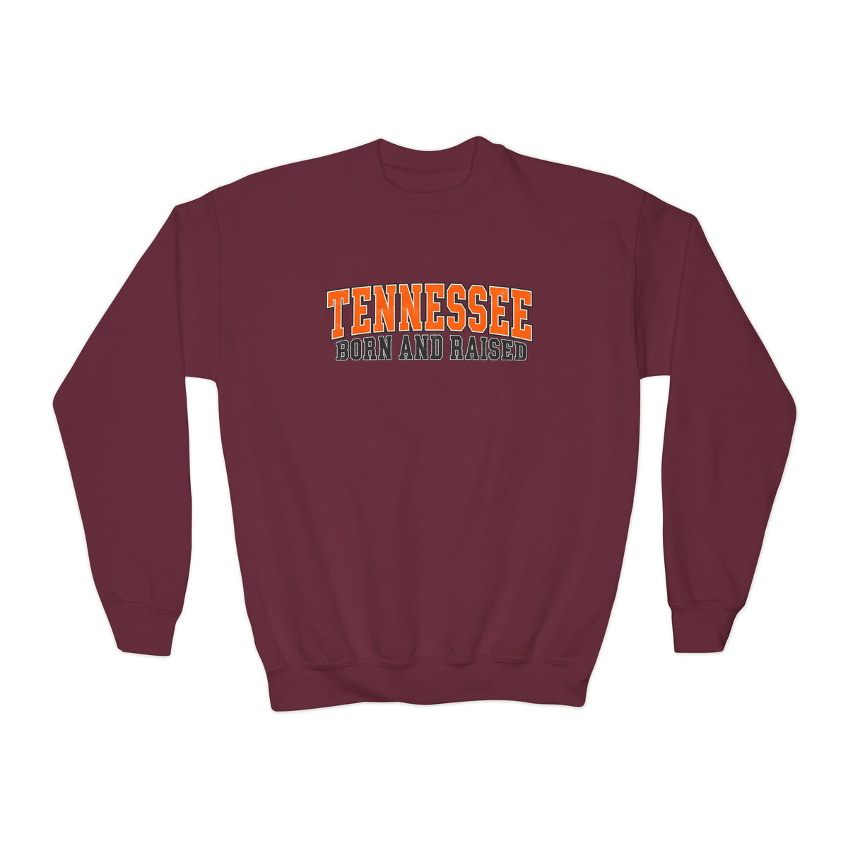 Tennessee Born and Raised Vintage Athletic Unisex Youth Crewneck Sweatshirt Graphic