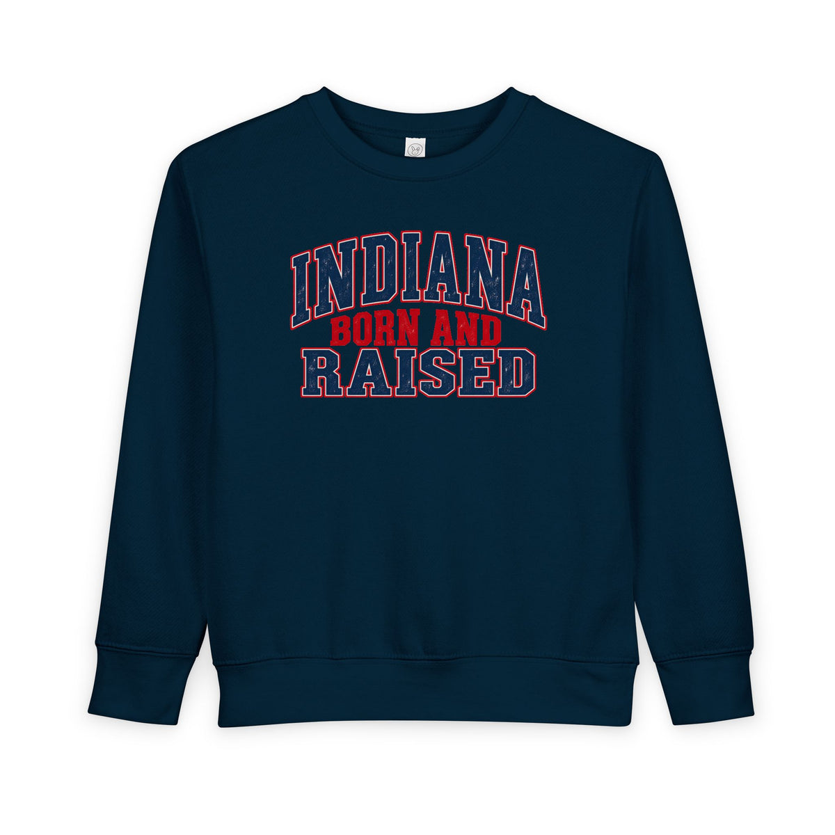 Indiana Born and Raised Bold Hometown Pride Unisex Toddler Sweatshirt
