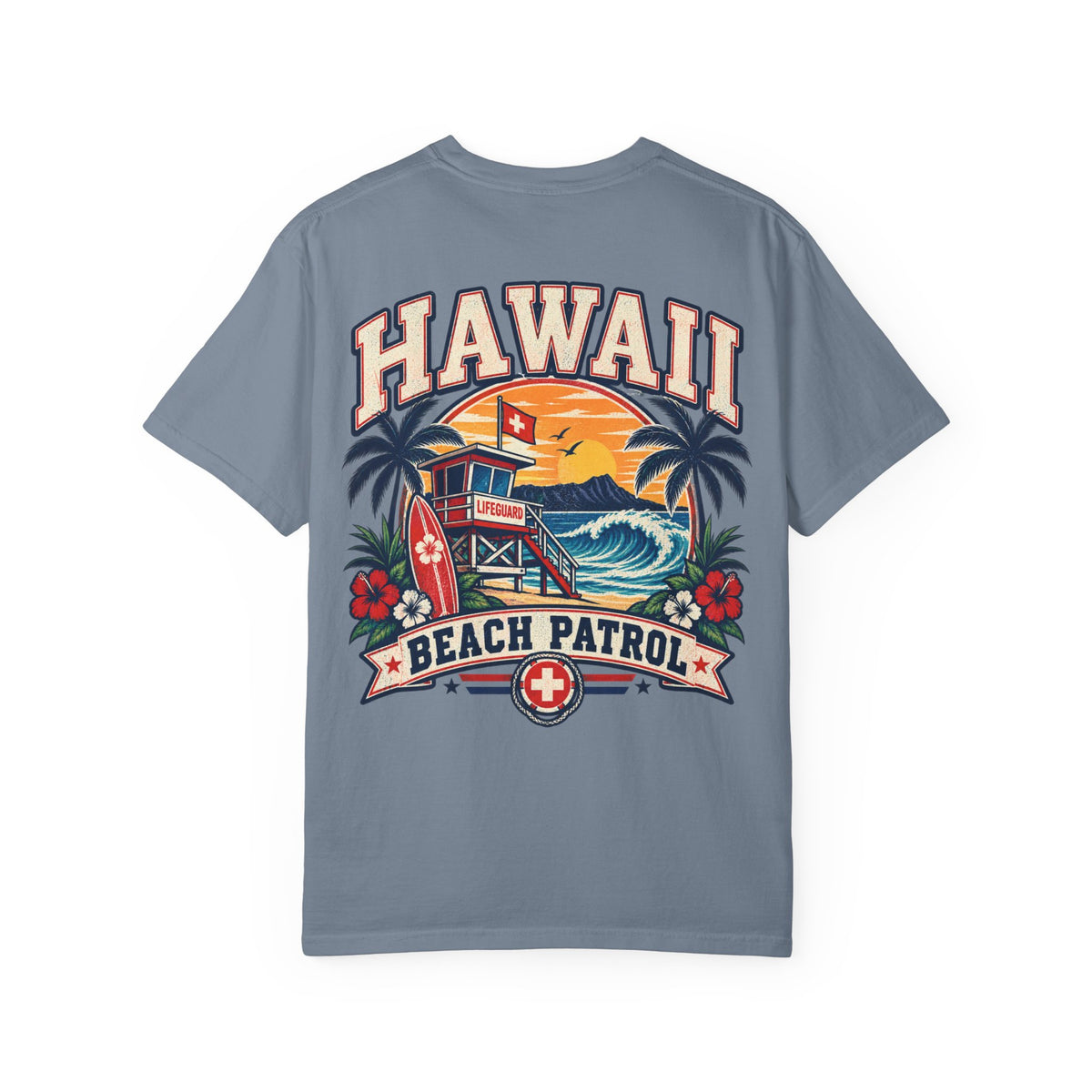 Hawaii Beach Patrol Unisex Comfort Color 1717 Streetwear Graphic Tee