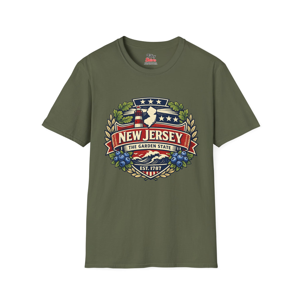 New Jersey Heritage Badge Unisex Softstyle T Shirt State Pride Graphic Tee Collections FS03