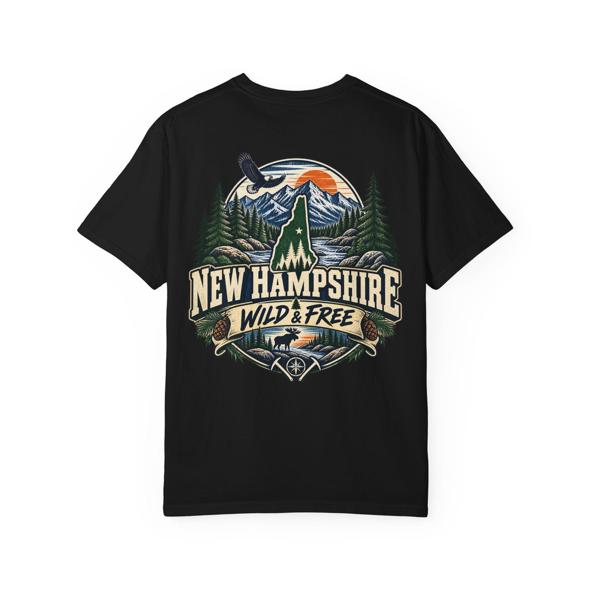 New Hampshire Wild & Free Unisex Comfort Color 1717 Streetwear Graphic Tee