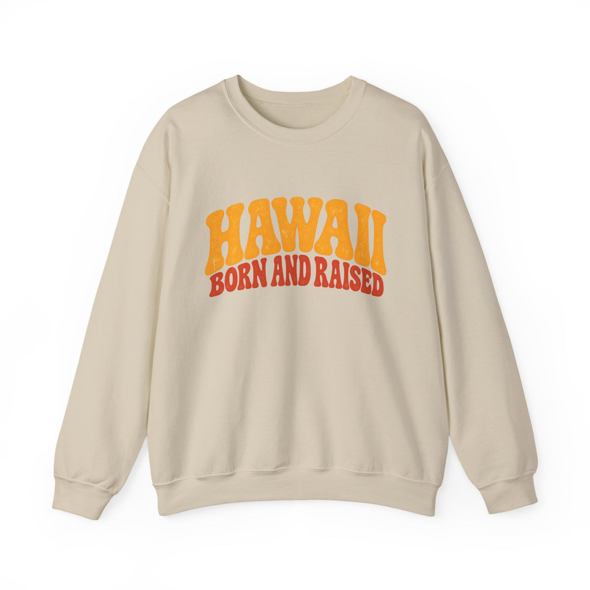 Hawaii Born and Raised Retro 1970s Unisex Sweatshirt Graphic