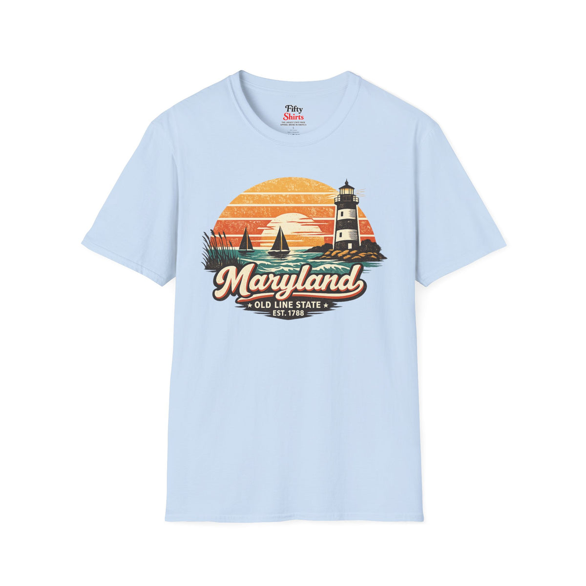 Maryland Coastal Sunset Unisex Softstyle T Shirt State Pride Graphic Tee Collections FS03